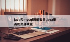 java和mysql局部变量,java里面的局部变量
