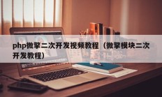 php微擎二次开发视频教程（微擎模块二次开发教程）