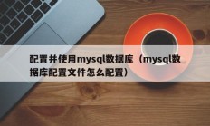 配置并使用mysql数据库（mysql数据库配置文件怎么配置）