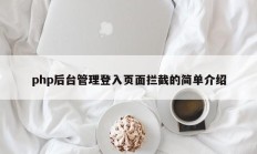 php后台管理登入页面拦截的简单介绍