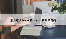 怎么进入linux的mysql的简单介绍