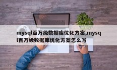 mysql百万级数据库优化方案,mysql百万级数据库优化方案怎么写