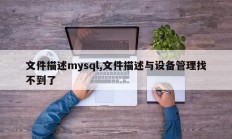 文件描述mysql,文件描述与设备管理找不到了