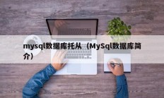mysql数据库托从（MySql数据库简介）