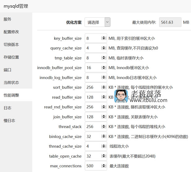 宝塔面板中性能调优的控制项整理