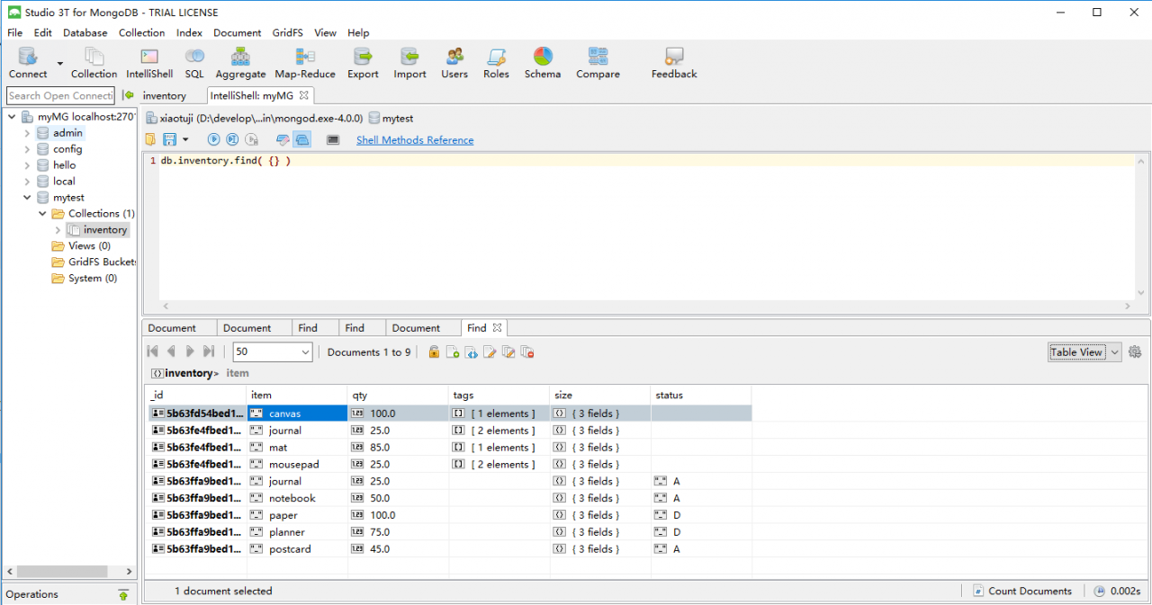 MongoDB可视化工具Studio 3T的使用(CRUD)