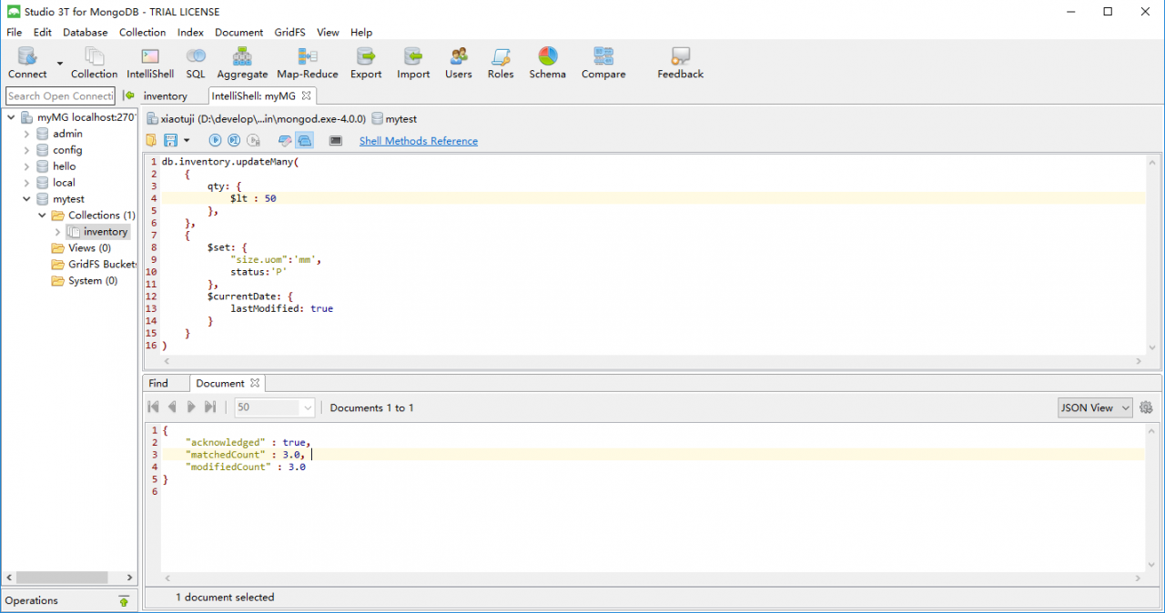 MongoDB可视化工具Studio 3T的使用(CRUD)