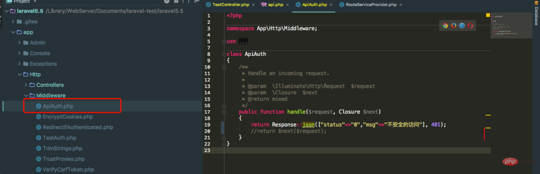 Laravel5.5 无状态路由文件 api.php简单快速实现API开发